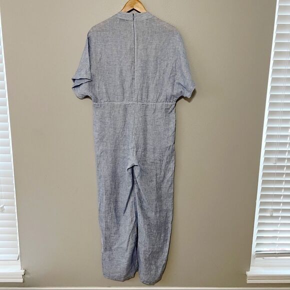 Solid & Striped Cape Linen Jumpsuit blue white - Picture 5 of 9